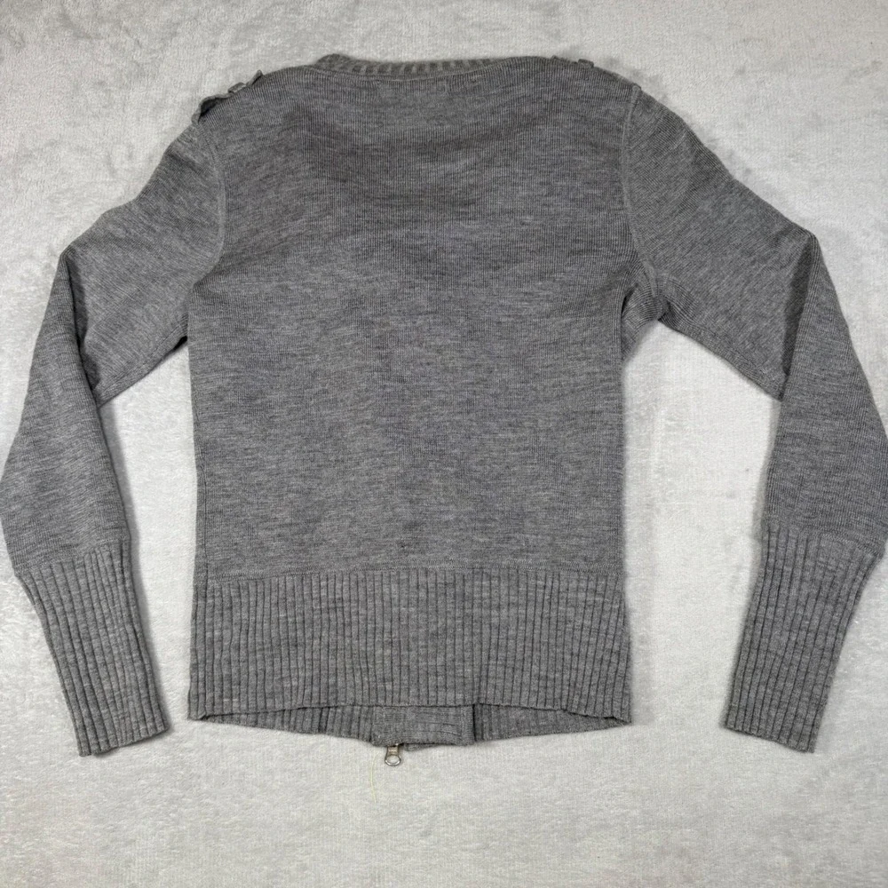 Banana Republic Gray 100% Wool‎ Moto Full Zip Cardigan Sweater 719585-01 XS
